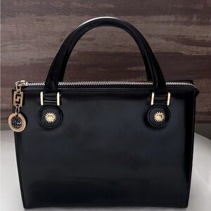 Gianni Versace Sunburst Authentic Black Leather Top Handle Bag Like New